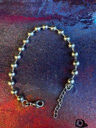 B120 Vintage Silver Round Beaded Bracelet