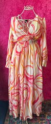 Y2K Swirl Print Maxi Dress By Kate & Lily  70s-Inspired Coachella Glam