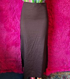 Slit Decision Y2K THEORY Burgundy Side-Slit Maxi Skirt