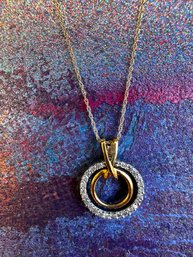 Vintage .25 CTTW Dimond Color H Clarity I3 10kt Double Gold Pendant And Necklace