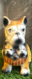 Vintage Japan Bulldog Planter  Midcentury Mom & Pup