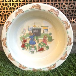 Vintage Royal Doulton Bunnykins Nursery Bowl  Schoolroom Pattern, England