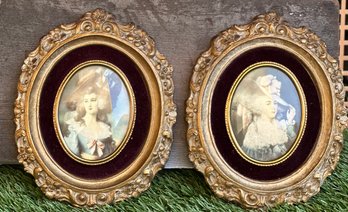 Pair Of Vintage Cameo Creations Oval Portrait Plaques  Lady Sheffield & Elizabeth, Duchess Of Devo