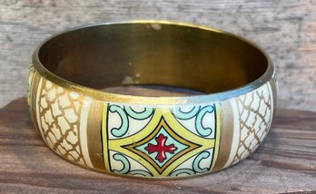 (B22) Vintage Desert Palace Dreams  Vintage Enamel & Brass Bangle