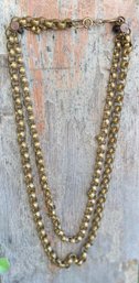 B29 Vintage Double Rolo Chain Necklace  Chunky Brass Tone Statement