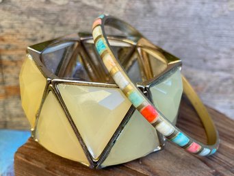 (B34) Vintage Prism & Peyote  Mixed Vibe Bracelet Duo