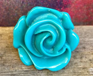 (B44) Rose All Rave  Chunky Turquoise Resin Rose Ring