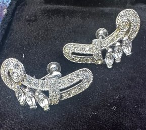 Antique Art Deco Rhinestone Screw Earrings