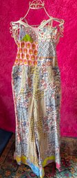 SOLD.  Letuweb Patchwork Jumpsuit  Boho Wide-Leg Overalls With Ties