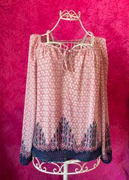 Vintage Silk Boho Peasant Top