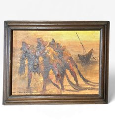 Signed Oil On Canvas By Artist Alfredo Buenaventura 1960s