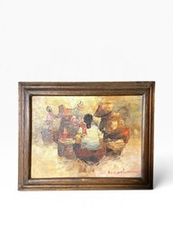 Signed Oil On Canvas By Artist Alfredo Buenaventura 1960s
