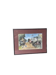 Hand Colored Lithograph Of A Nantucket Street