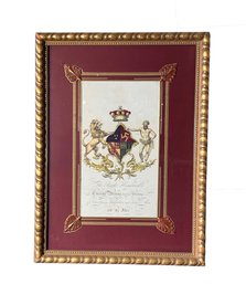 Antique Hand Colored English Crest In Frame Murray Name