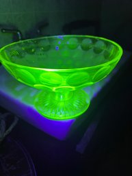 Duncan George And Sons Polka Dot Uranium Glass Candy Compote