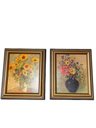Wonderful Vintage Pair Of Faux Monet And Redon Artwork