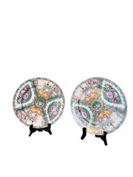 Vintage Pair Of Famille Rose Plates