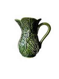 Vintage Majolica Cabbage Ware Pitcher