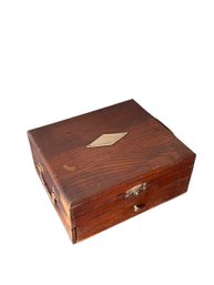 Antique English Wooden Box With Drawer