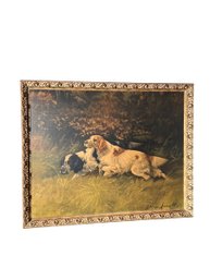 Vintage Oleograph Print Of Two Hunting Dogs