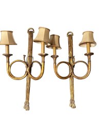 Amazing Pair Of French Gilt Wood Wall Sconces