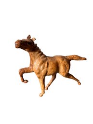Amazing Cognac Leather Horse Statue