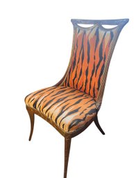 Antique 19th Century French Gilded Tiger Print Chair
