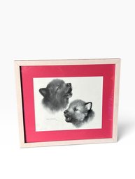 Signed Drawing Of Two Wolf Pups