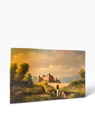 Large Oil On Canvas English Countryside Painting