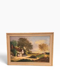 Antique Early 20th Century Oil On Canvas The Tavern By John Bianchi