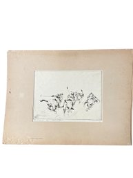 Signed Original Engraving Of Polo Players By Frederick Carton Moore-Park