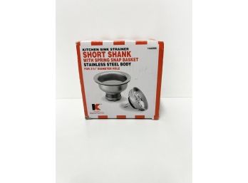 Keeney Short Shank Sink Strainer With Fixed Post Basket, Stainless Steel