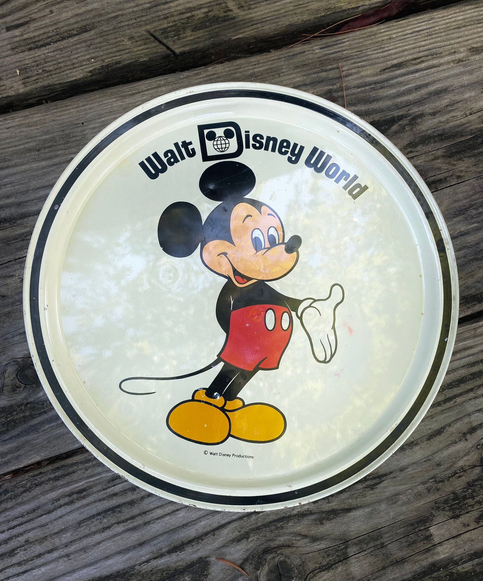 Vintage Walt Disney World Round Tin Tray 16872