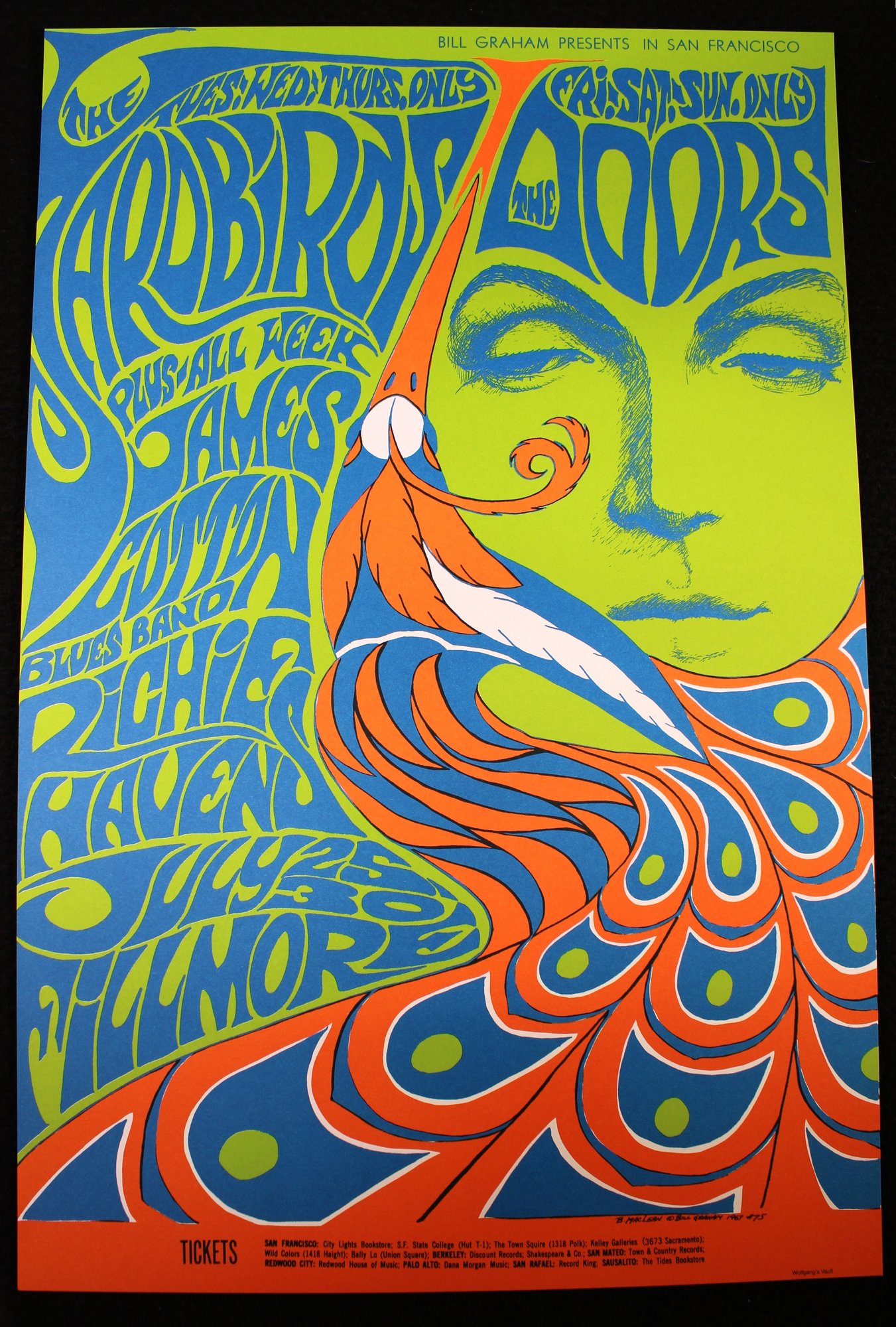 The Doors, Yardbirds, James Cotton & Richie Havens Concert Poster