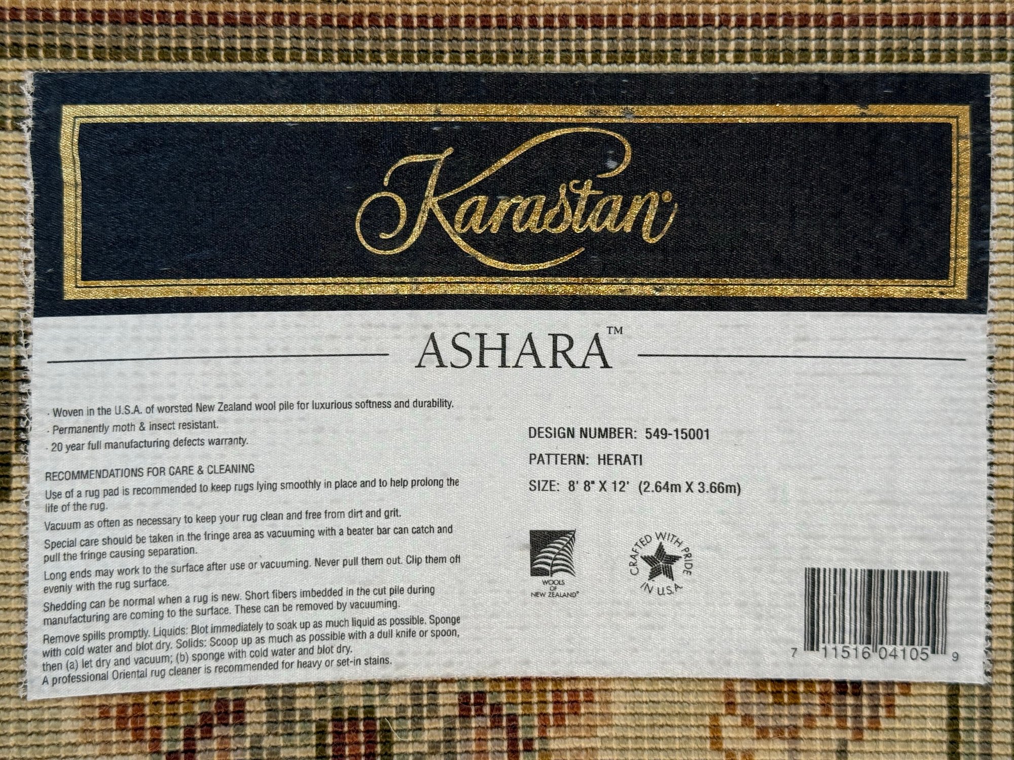 A Gorgeous High-Quality Ashara Rug By Karastan, In 100% New Zealand ...