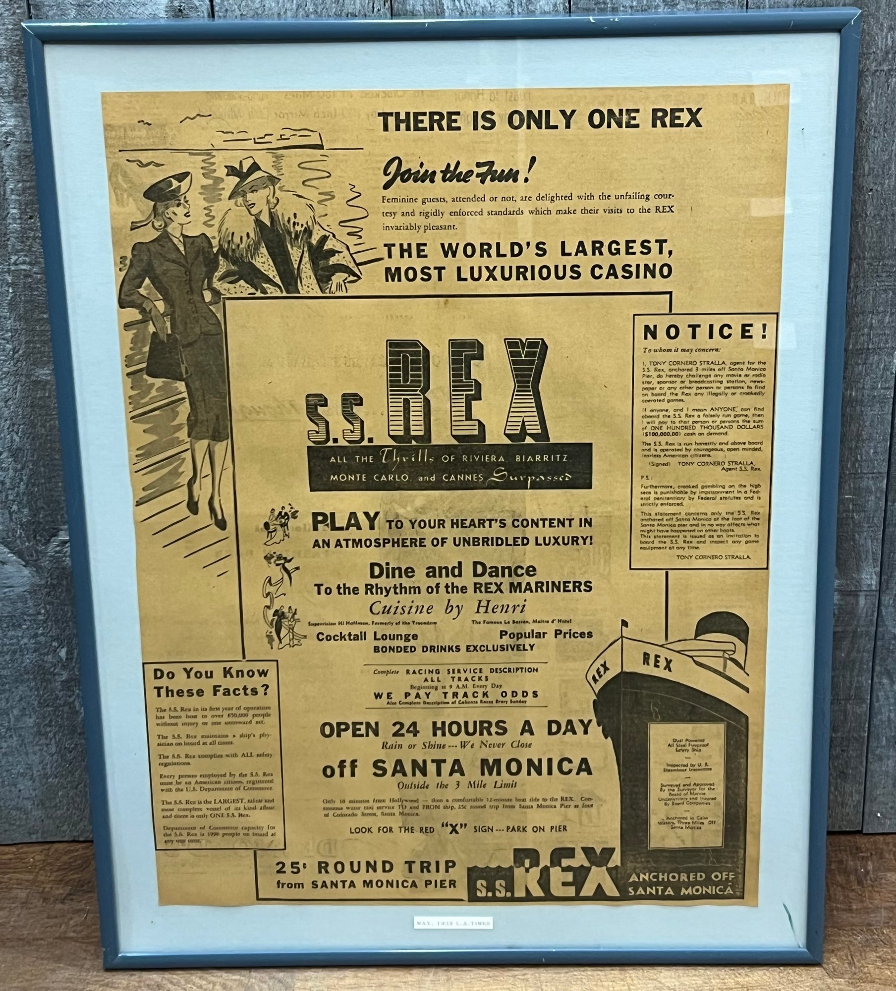 SS Rex Casino Advertisement #2035168 | Auctionninja.com