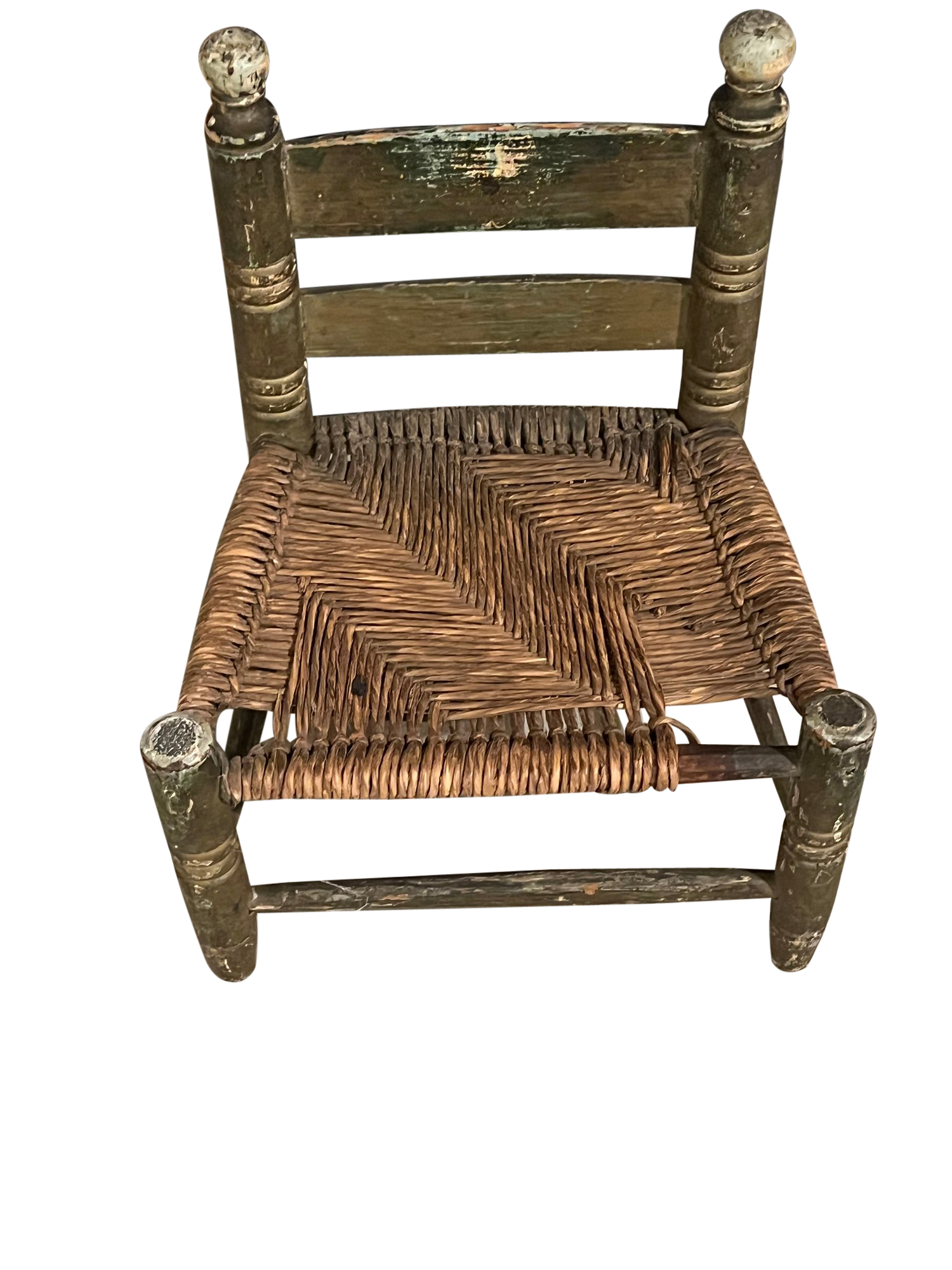 Antique Shaker Toddler's Chair With Sedge / Bulrush Seat In Original ...