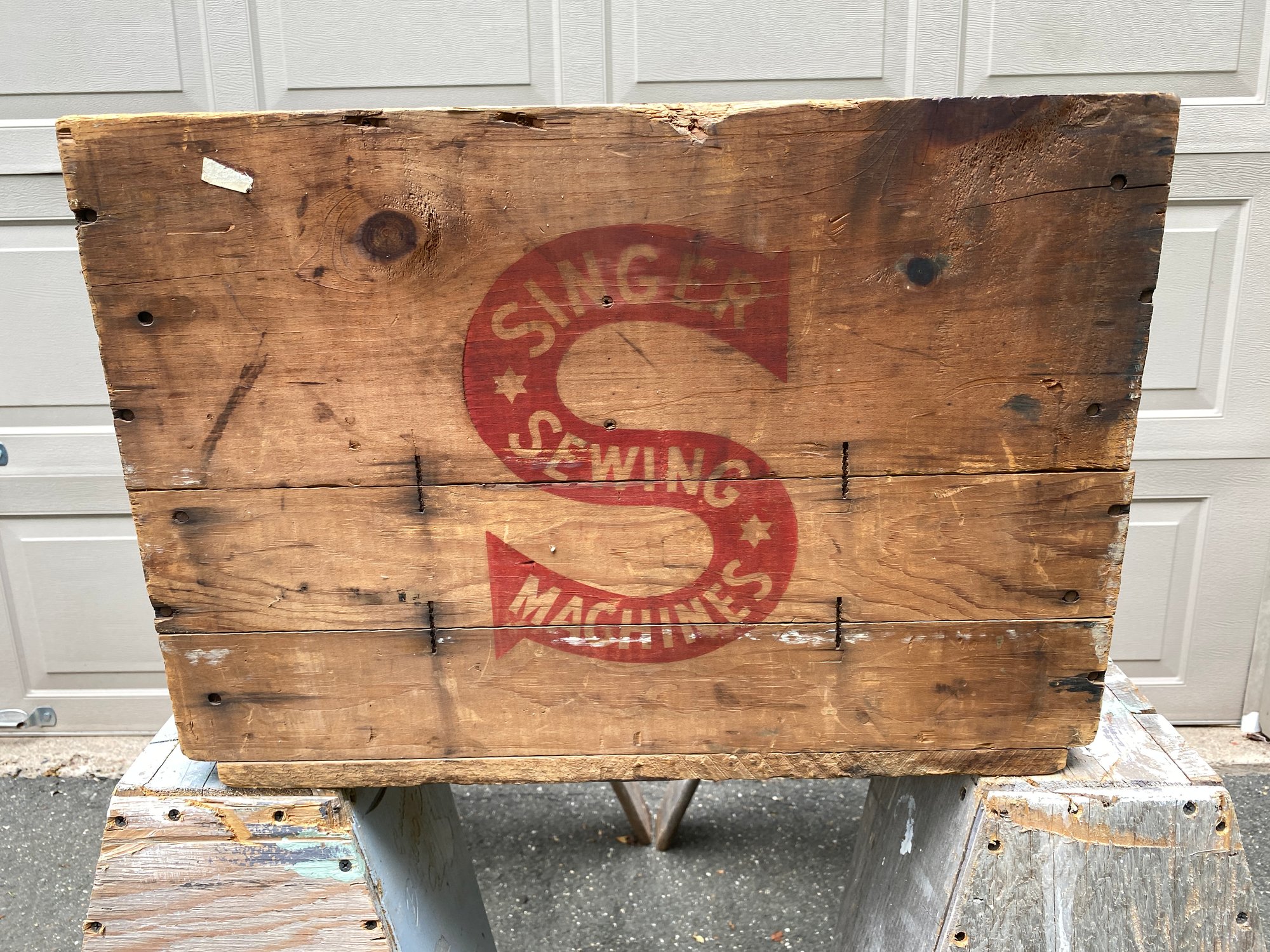 Early Vintage Wood Singer Sewing Machine Factory Box Crate. Double ...