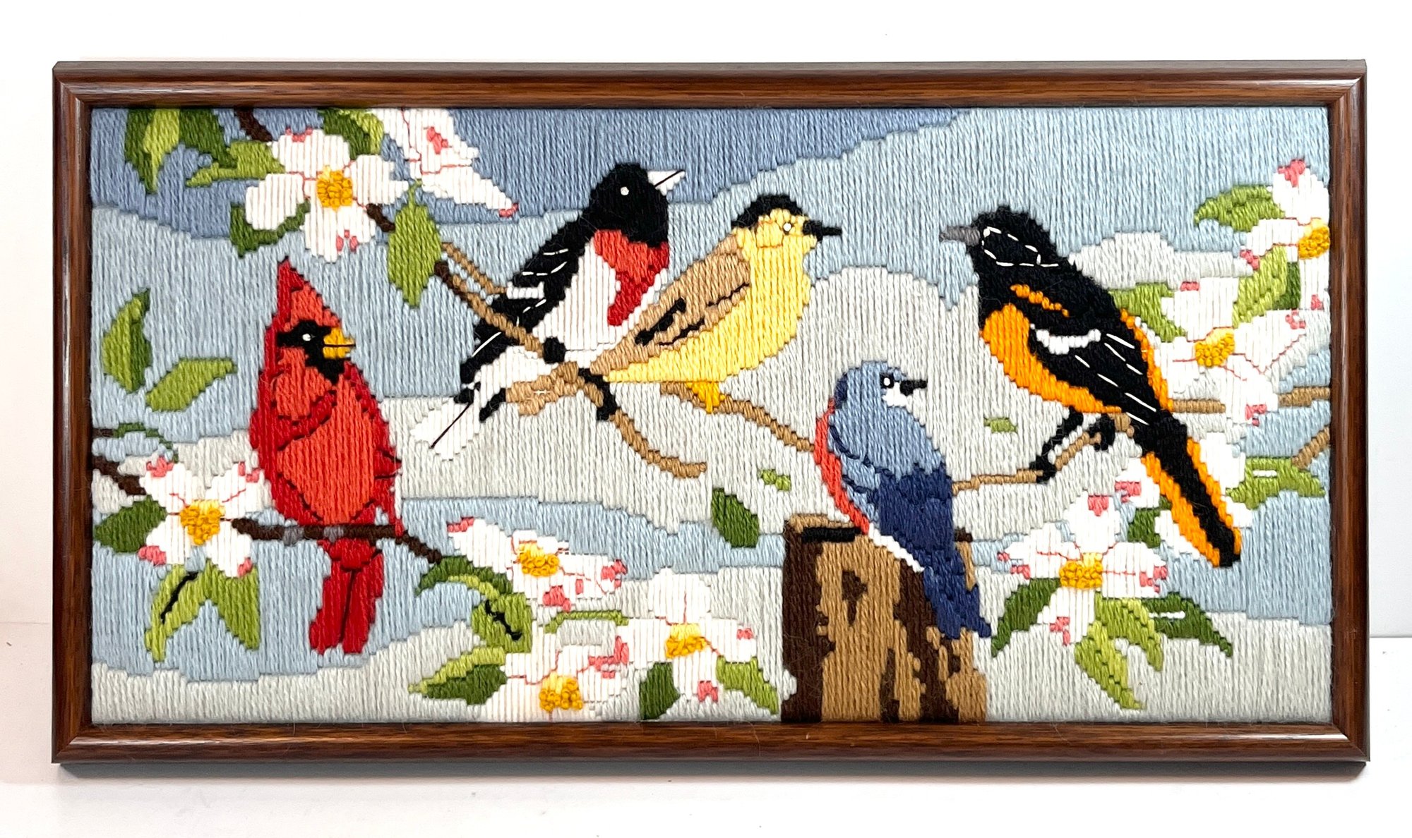 Vintage Framed Bird Crewel Embroidery #2187565 | Auctionninja.com