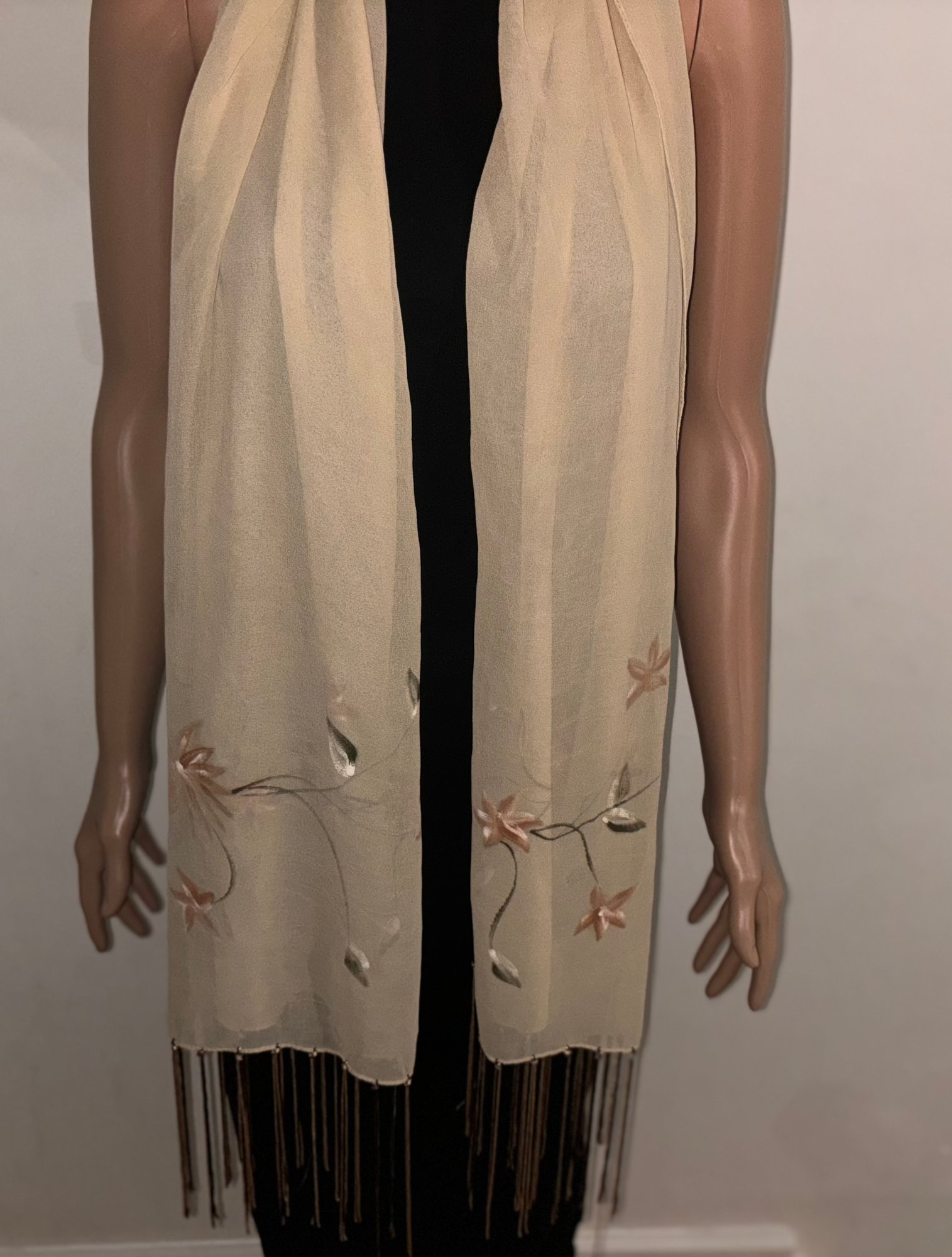 Bijoux Terner Tan Polyester Scarf W/ Cute Floral Design 21188