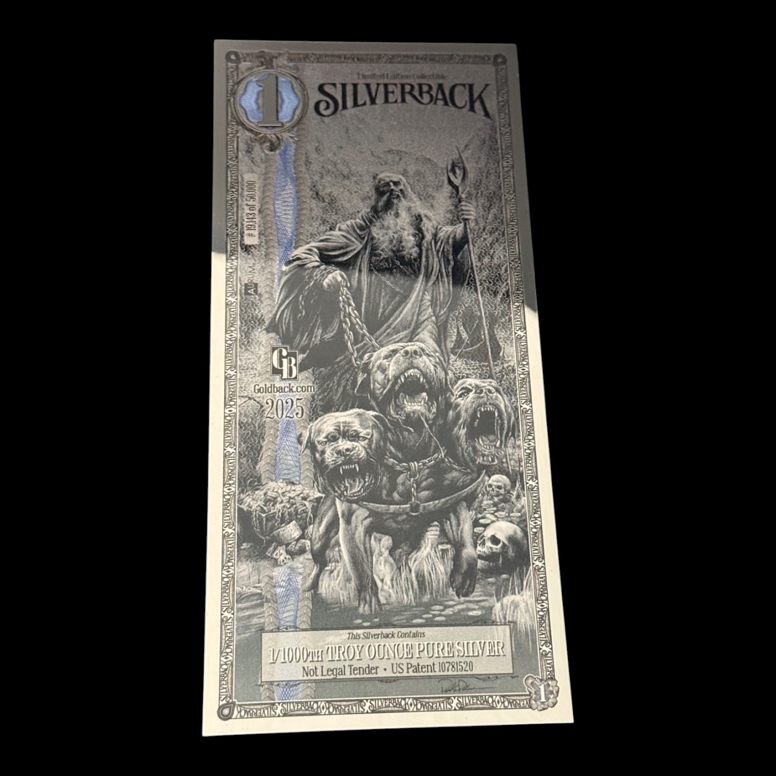 Rarest Silverback Silver Note Silverback Hades Olympus 1/1000 OZ .999 Silver Note Limited Edition ...