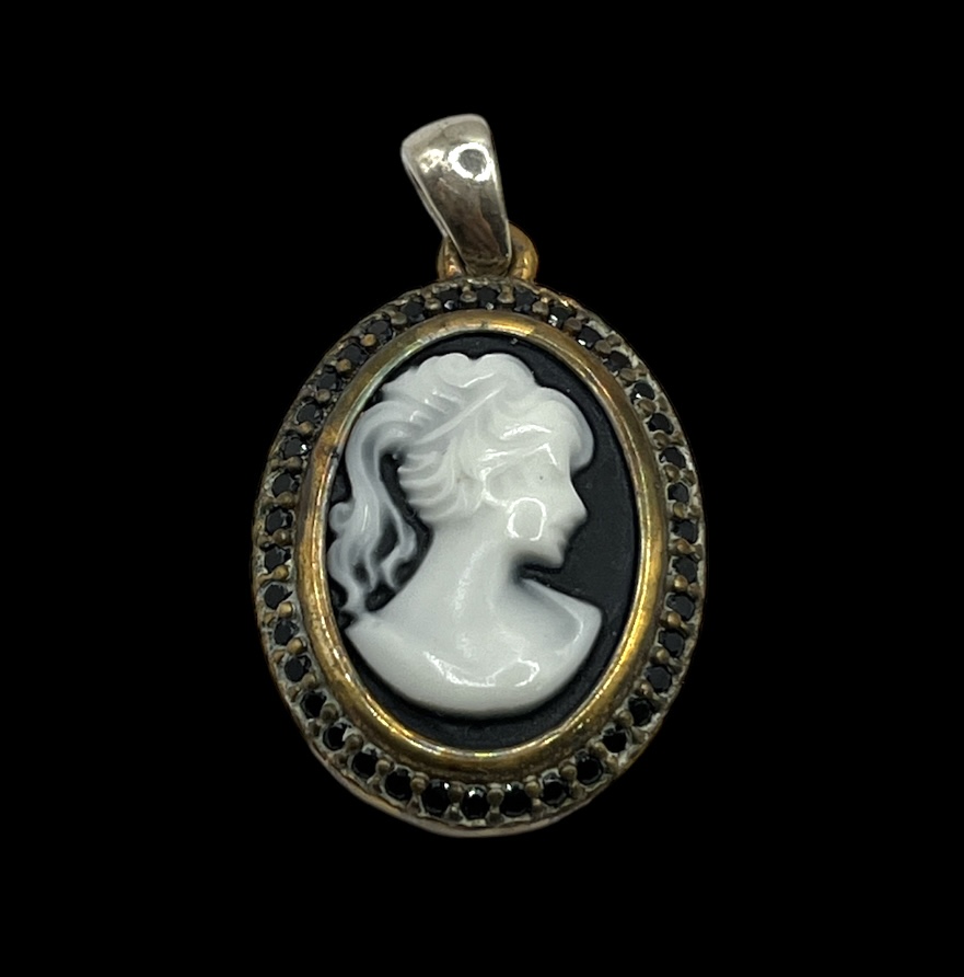 Boucles D’oreilles Cameo Vintage Argent 925 Plaqué Or (non Percées)