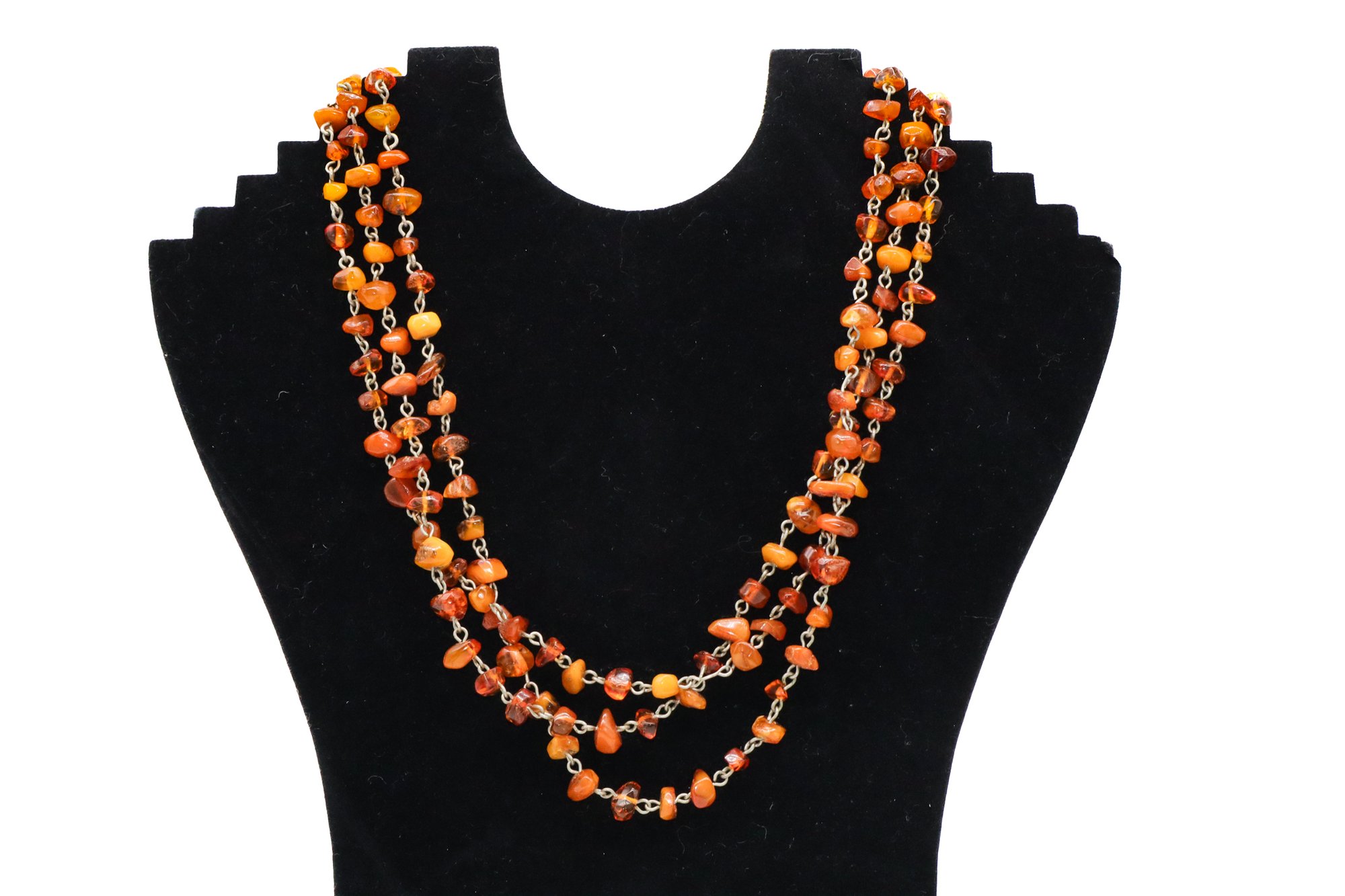 Vintage Amber Color Beads Necklace 19757