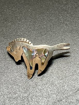 Vintage Mexican Sterling Silver Donkey Brooch With Abalone Inlay ...