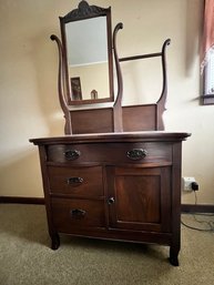 Oak Washstand With Tilt Mirror