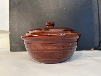 Marcrest Ovenproof Stoneware Casserole W/Cover-Daisy Dot Pattern Vintage