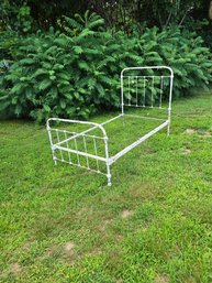 Antique 1950's White Cast Iron Bed Twin Frame