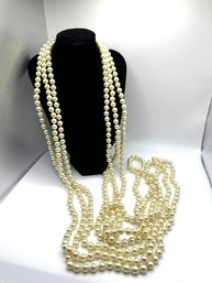 Three Strands Faux Pearl, Opera Length