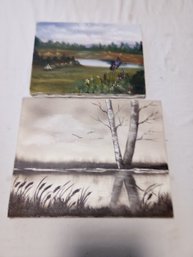 Lot Of Two Paintings On Canvas