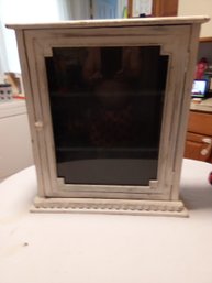 White Painted  Hanging Cabinet With Two Shelves Inside